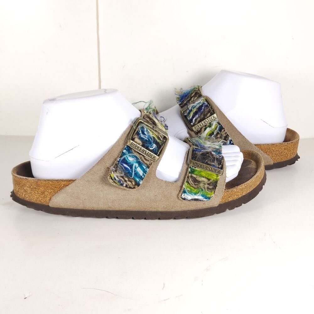 BIRKENSTOCK Women's Arizona 39 US8 Multicolor Suede Wool 2 Straps Slide Sandals - Picture 9 of 16